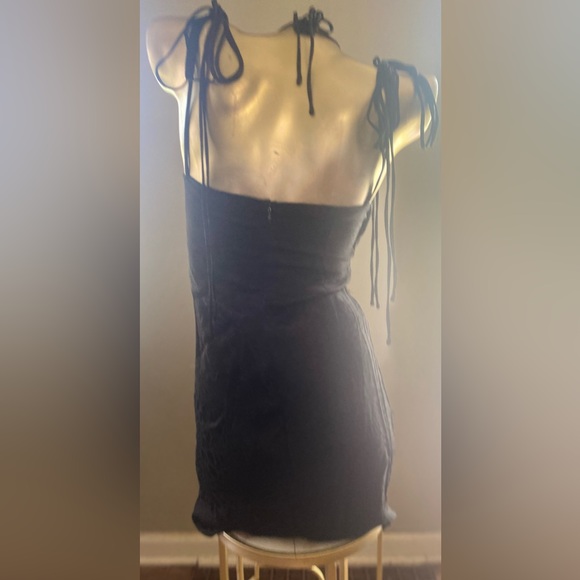 NWT Black Sateen Mini Dress - Picture 4 of 5
